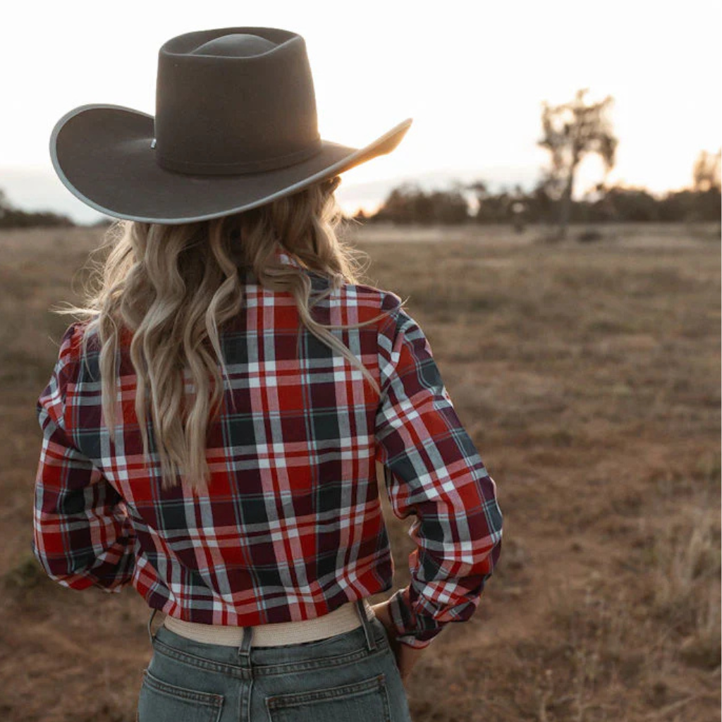 Black Colt Womens Jane Shirt - Red/Blue Check