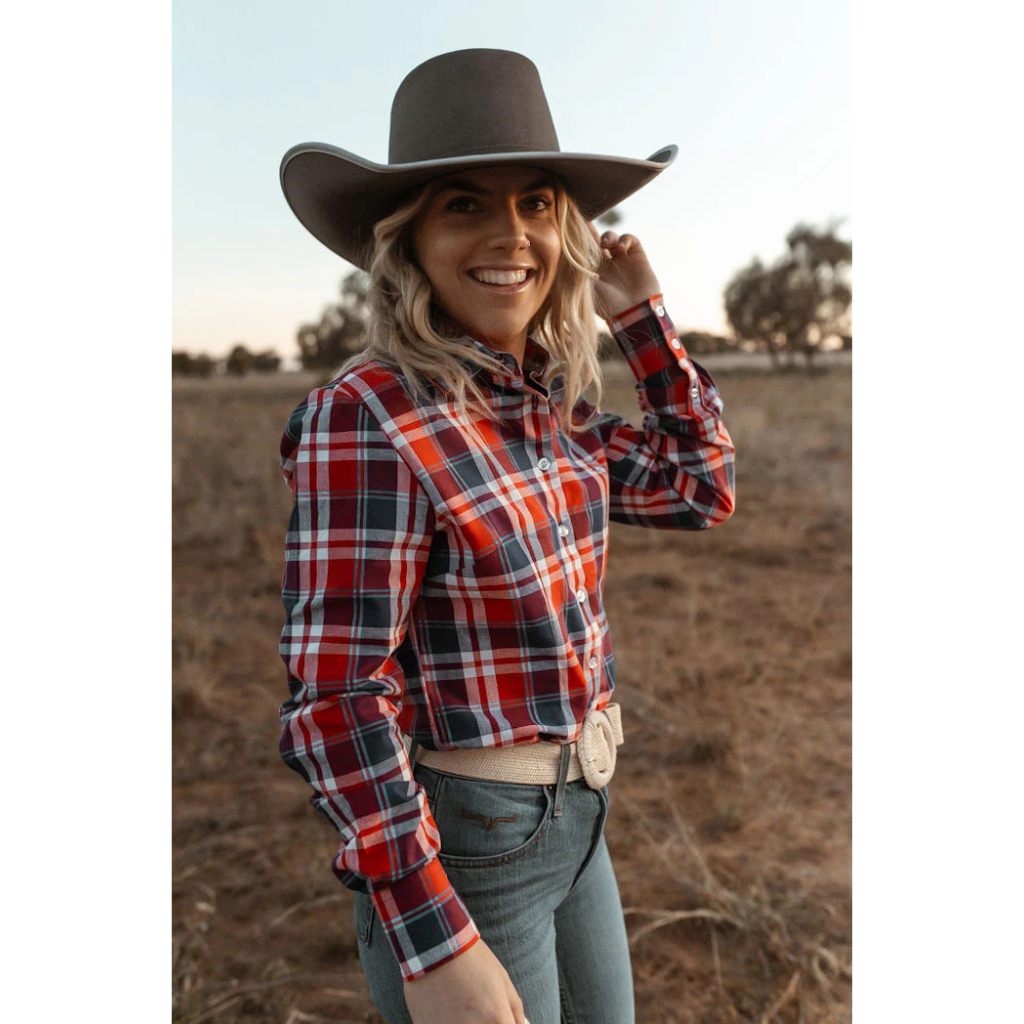 Black Colt Womens Jane Shirt - Red/Blue Check