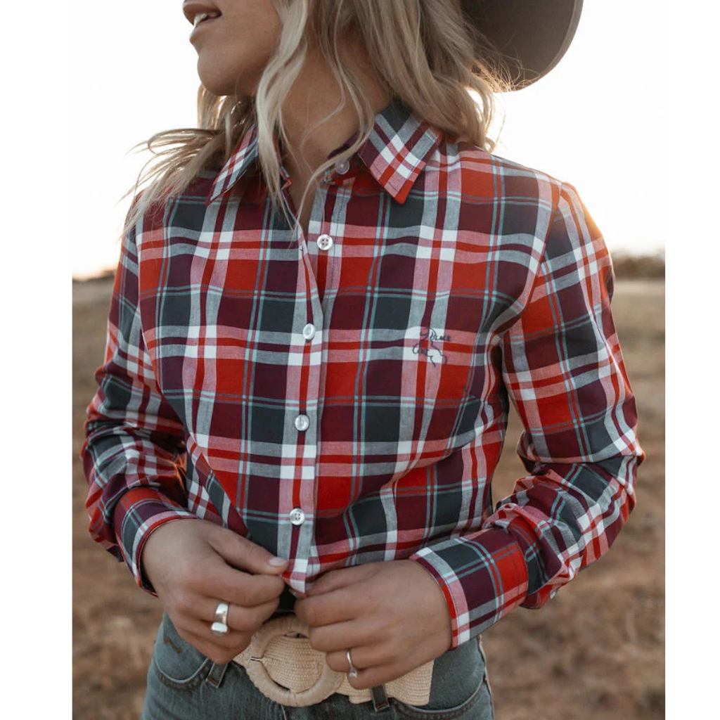 Black Colt Womens Jane Shirt - Red/Blue Check