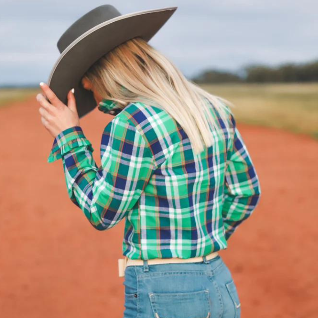 Black Colt Womens Kirby Shirt - Green/Blue/Orange Plaid