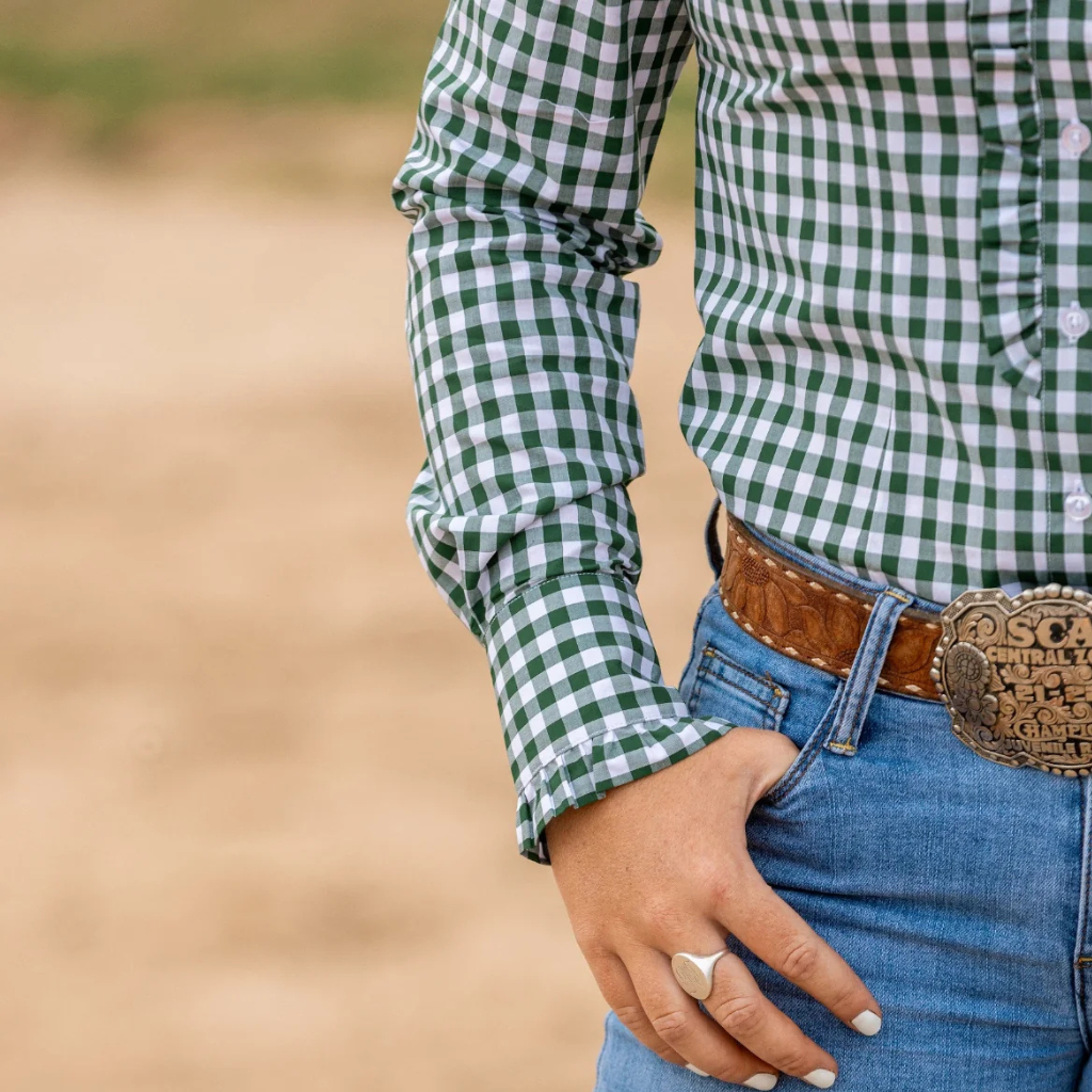 Black Colt Kirby Shirt - Khaki Gingham - Bairnsdale Horse Centre Black Colt Kirby Shirt - Khaki Gingham - Bairnsdale Horse Centre