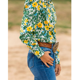 Black Colt Womens Maggie Shirt - Green/Yellow Floral