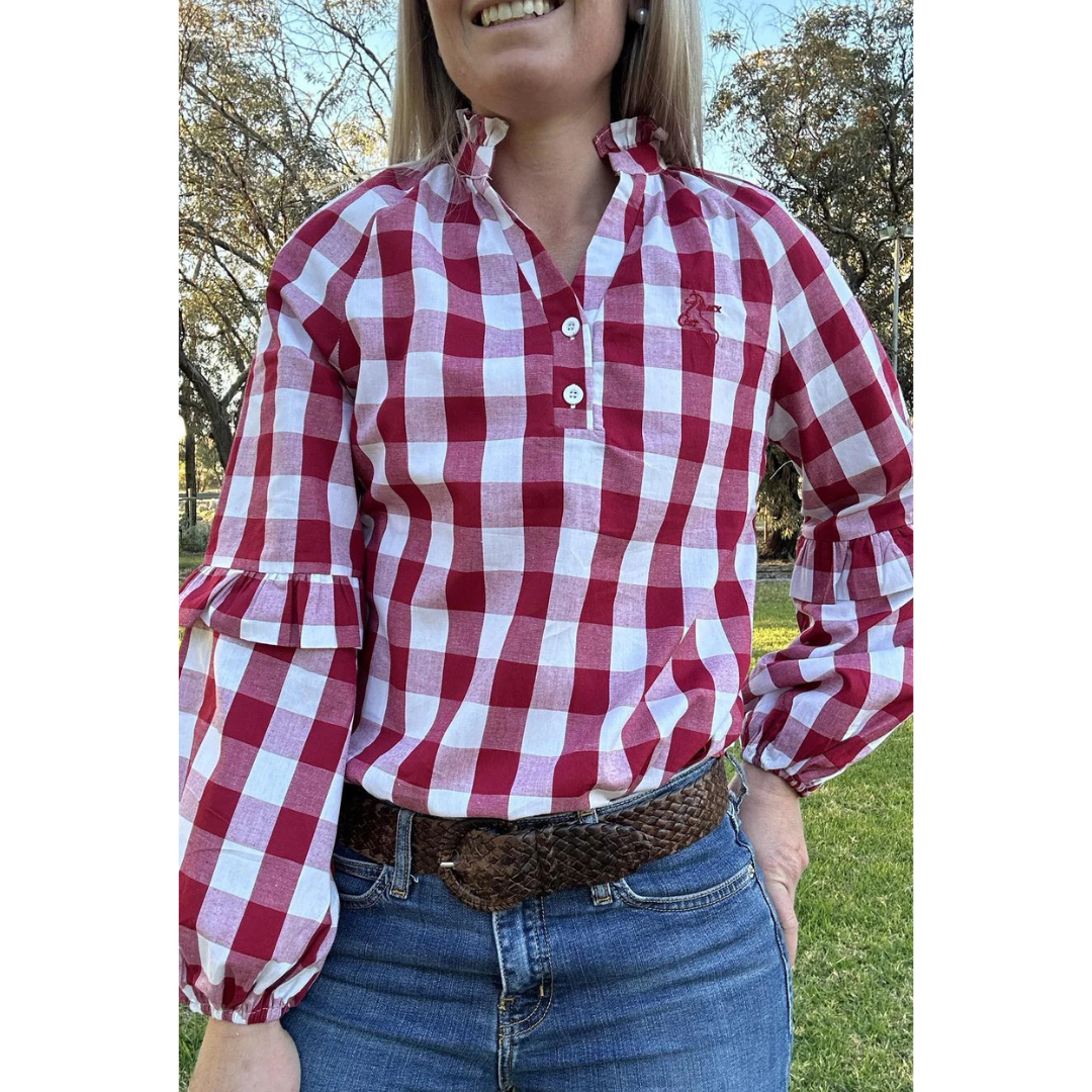 Black Colt Womens Nikki Shirt - Red Wine Gingham