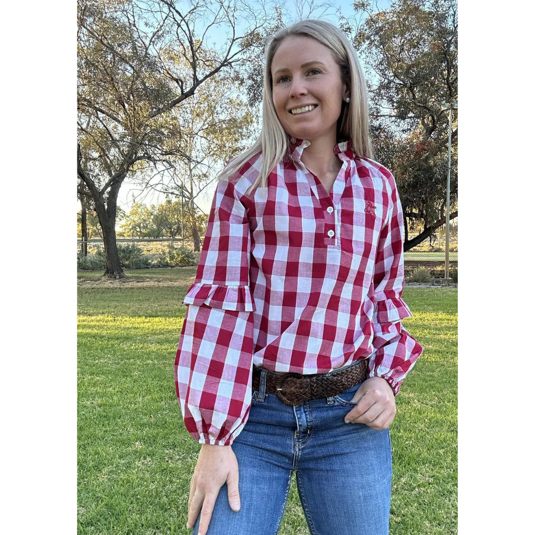 Black Colt Womens Nikki Shirt - Red Wine Gingham