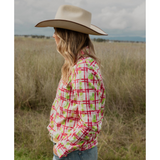 Black Colt Womens Premium Work Shirt - Pink/Green Plaid