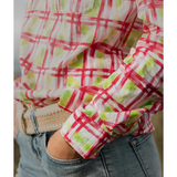 Black Colt Womens Premium Work Shirt - Pink/Green Plaid