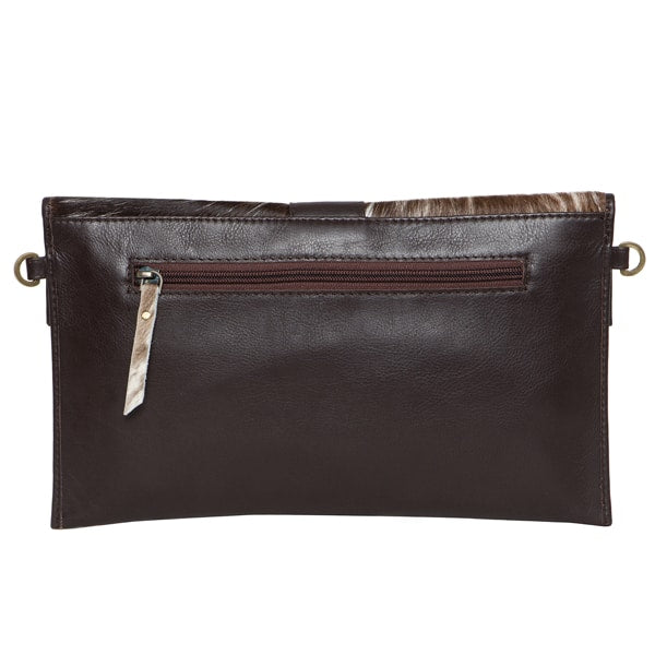 Boho Flap Cowhide Clutch Bag - Tan