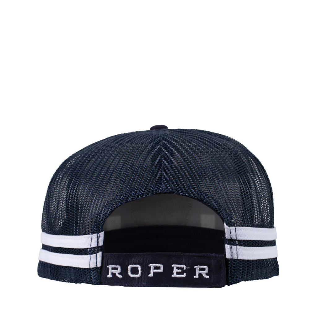 Roper Trucker Cap - Mini Plaid Navy/White