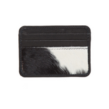 Cowhide Card Holder With ID - Black