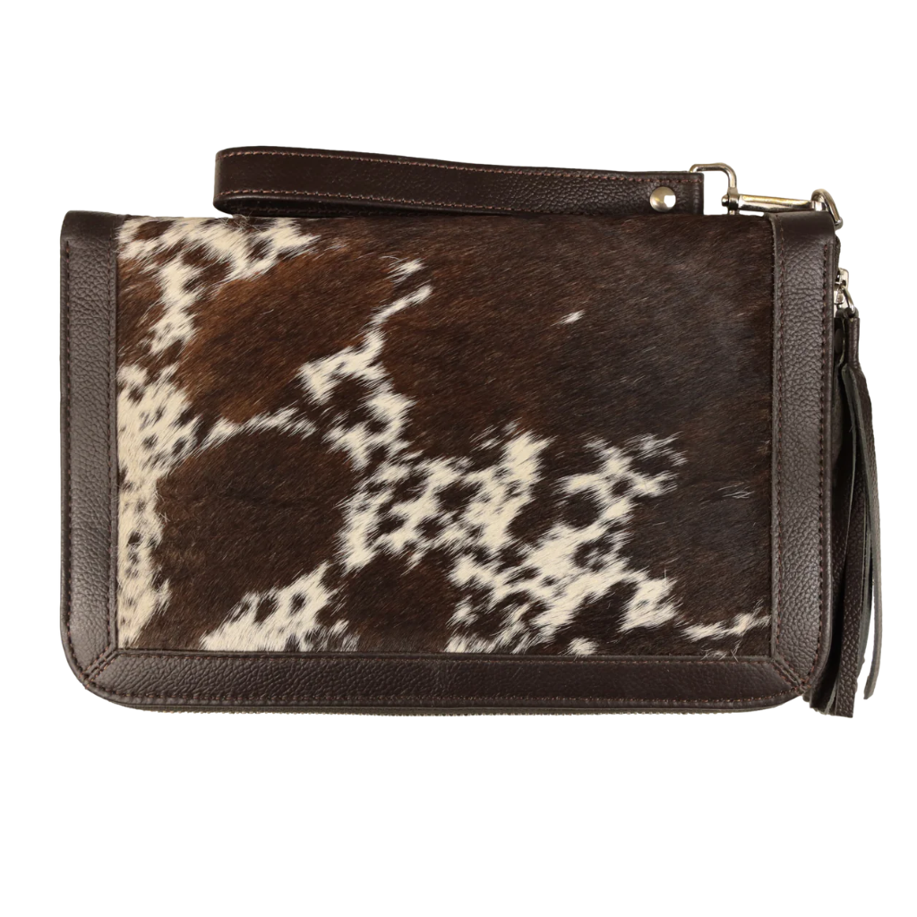 Cowhide Georgia Large Purse - Dark Brown