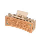 Cowhide Tooled Leather Hair Clip