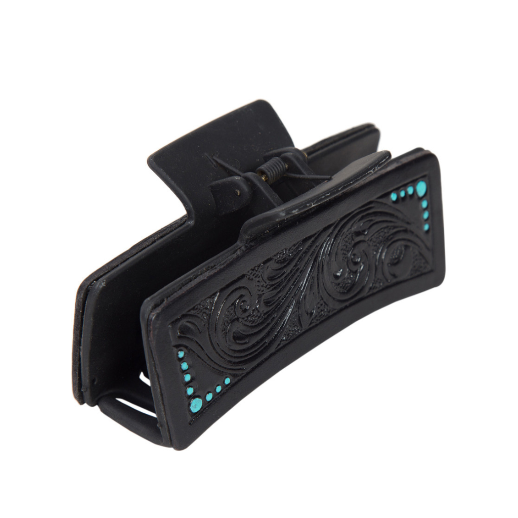 Cowhide Tooled Leather Hair Clip