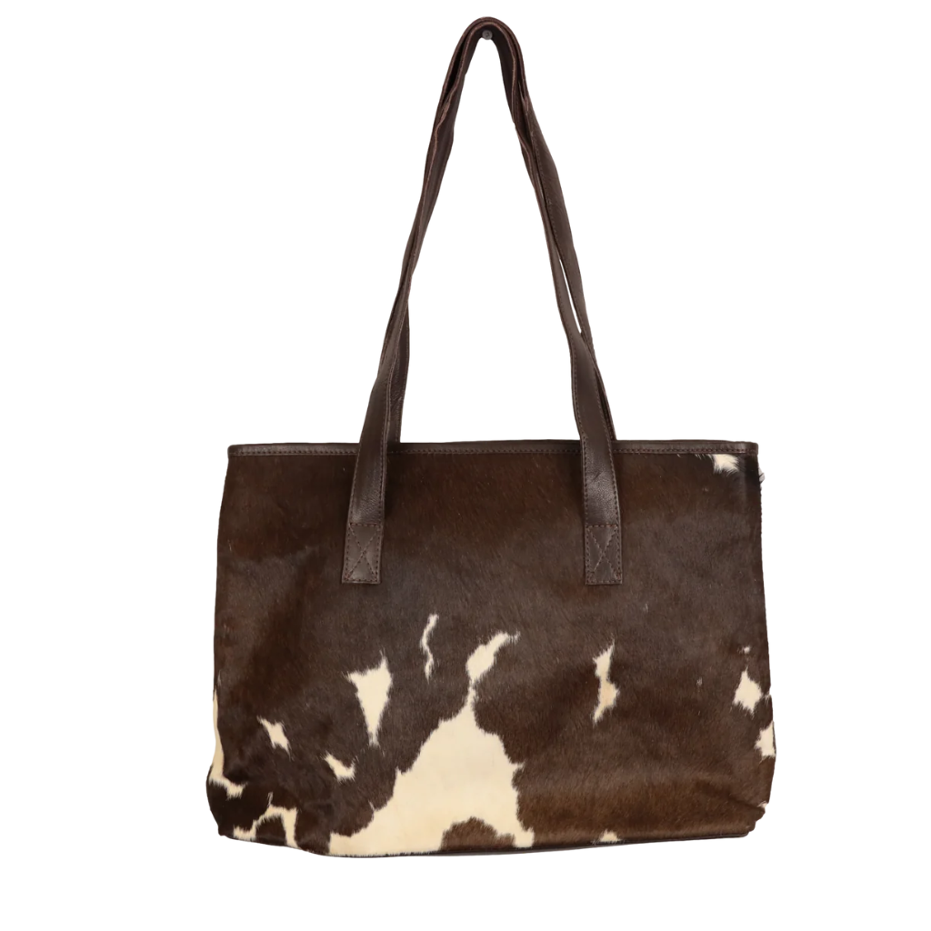 Cowhide Allure Nelly Tote Bag - Dark Brown