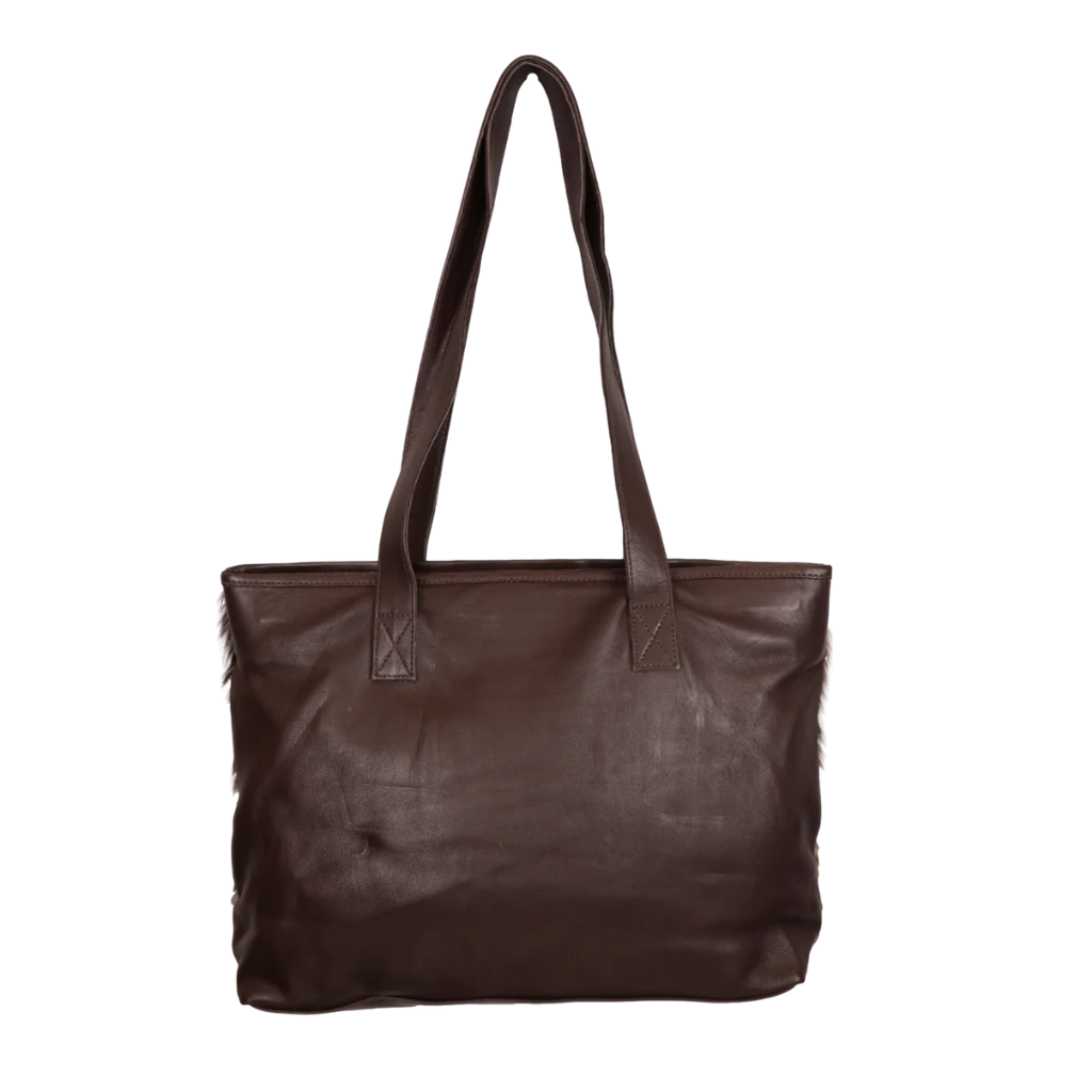 Cowhide Allure Nelly Tote Bag - Dark Brown