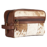 Cowhide Leather Toiletry Bag - Brown