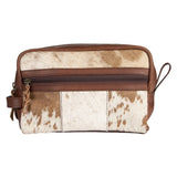 Cowhide Leather Toiletry Bag - Brown