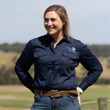 Dolly's Dream Womens Full Button Shirt - Navy