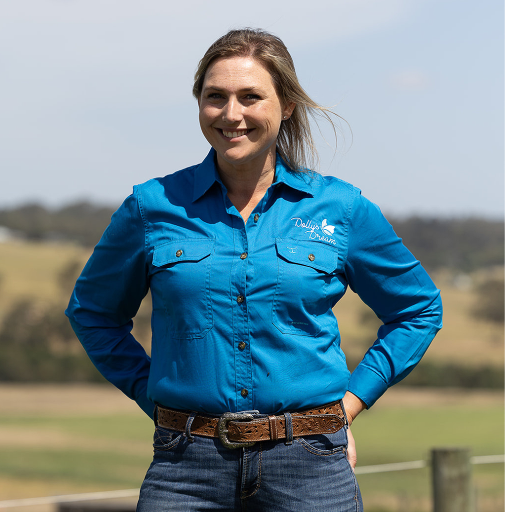 Dollys Dream Womens Full Button Shirt - Blue Jewel