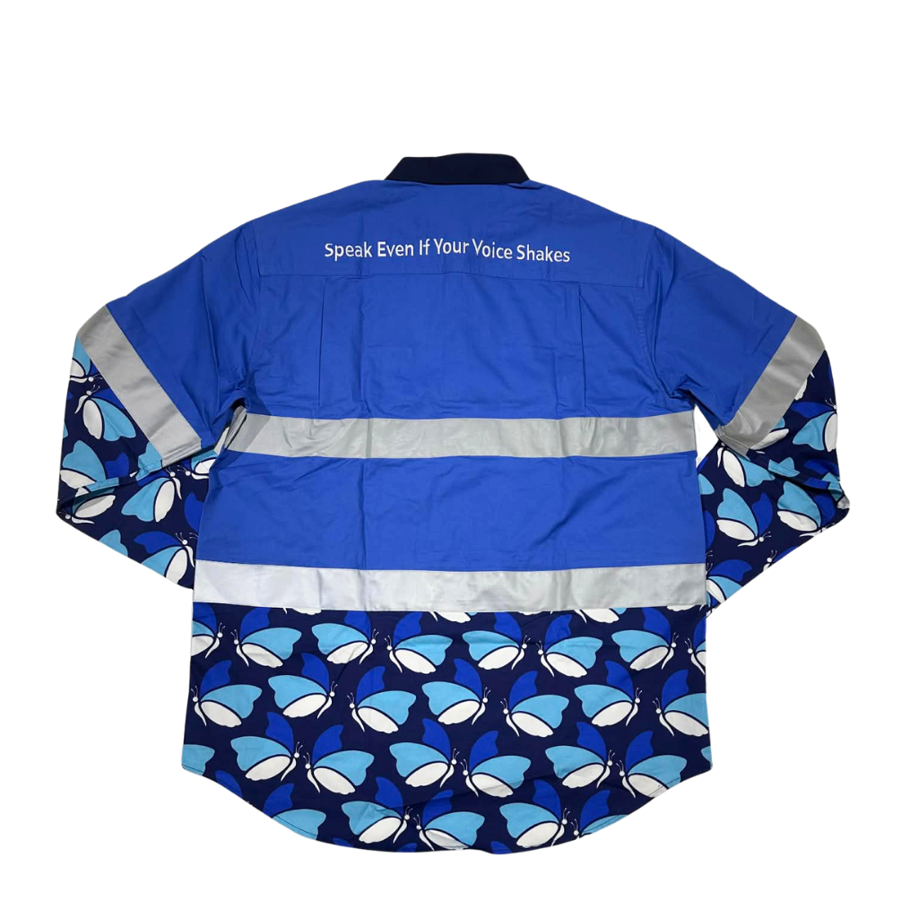 Dollys Dream Unisex Hi Vis Half Button Shirt - Blue