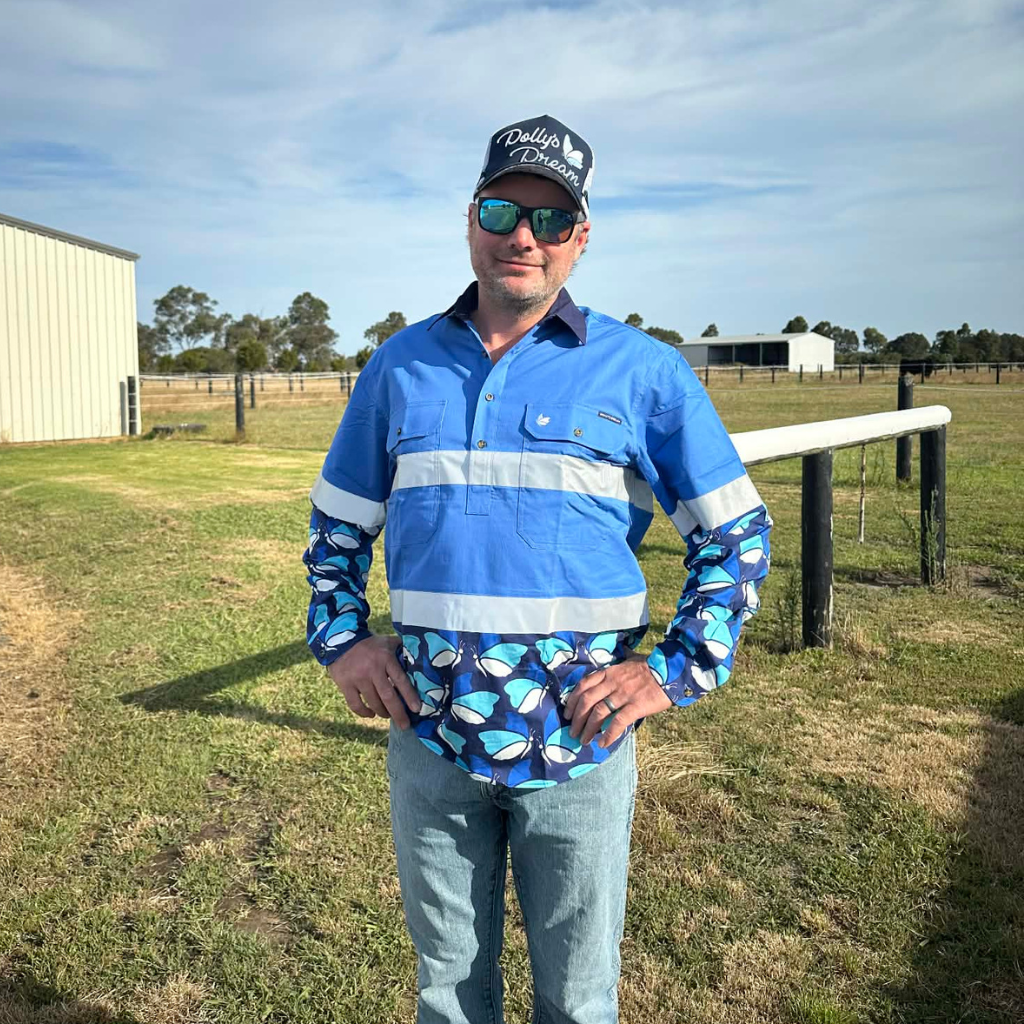 Dollys Dream Unisex Hi Vis Half Button Shirt - Blue