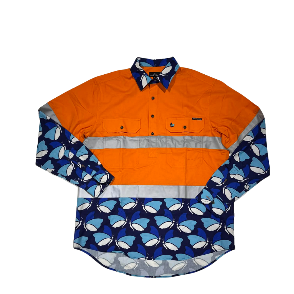 Dollys Dream Unisex Hi Vis Half Button Shirt - Orange