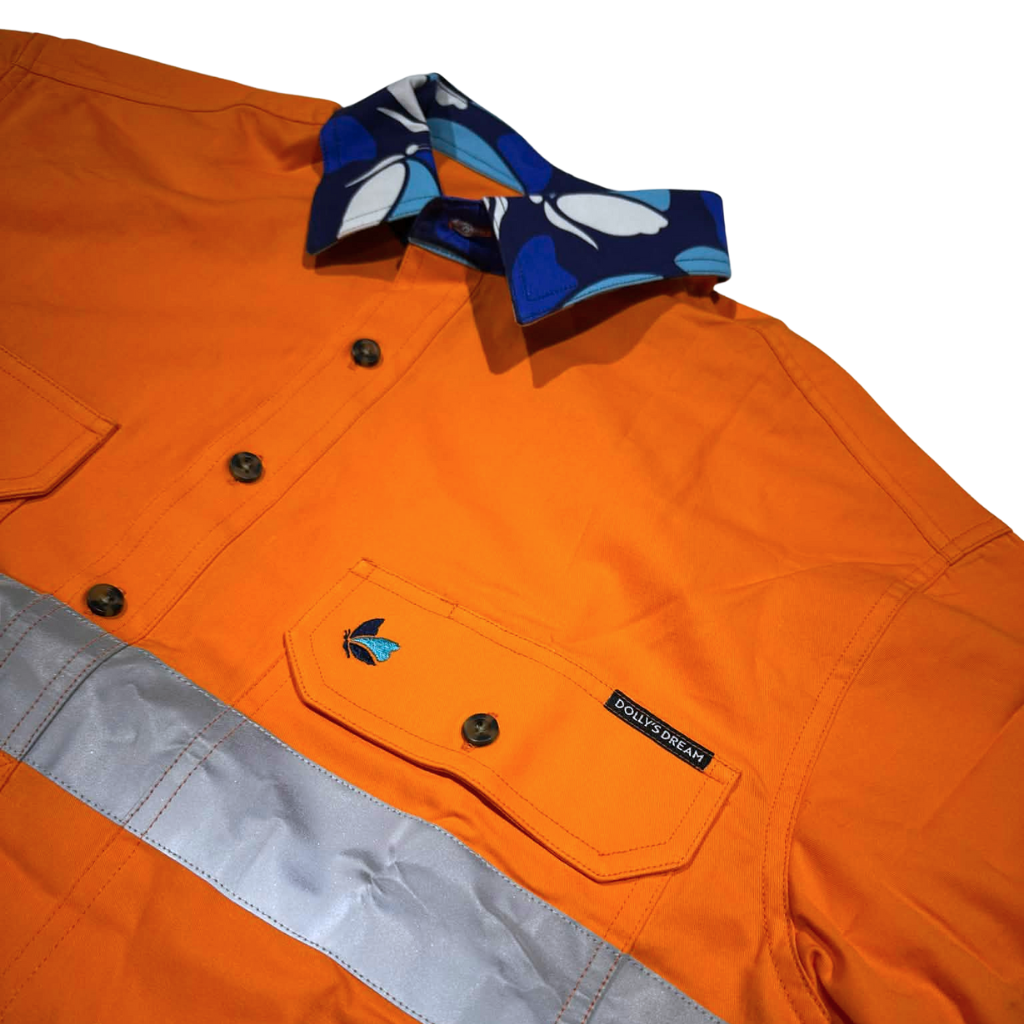 Dollys Dream Unisex Hi Vis Half Button Shirt - Orange