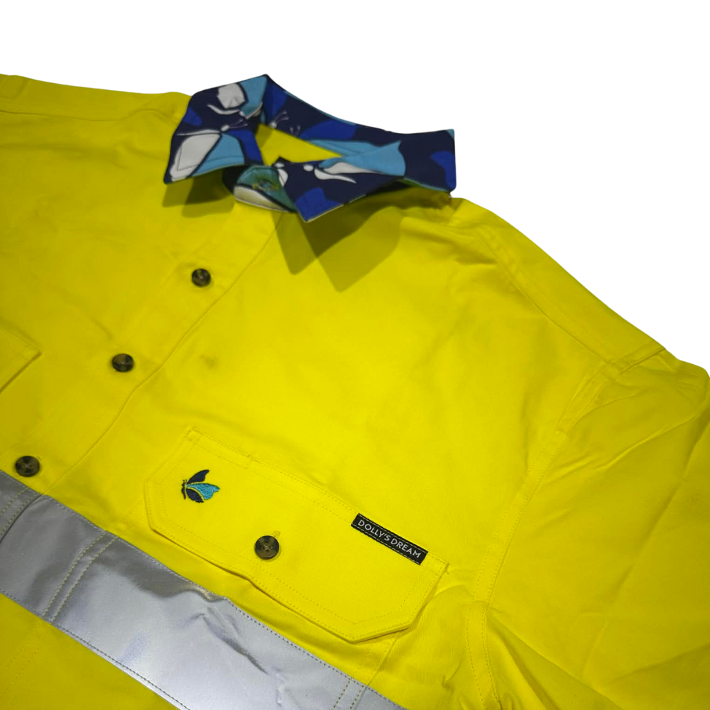 Dollys Dream Unisex Hi Vis Half Button Shirt - Yellow