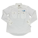 Dollys Dream Mens Half Button Shirt - White
