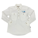 Dollys Dream Womens Half Button Shirt - White