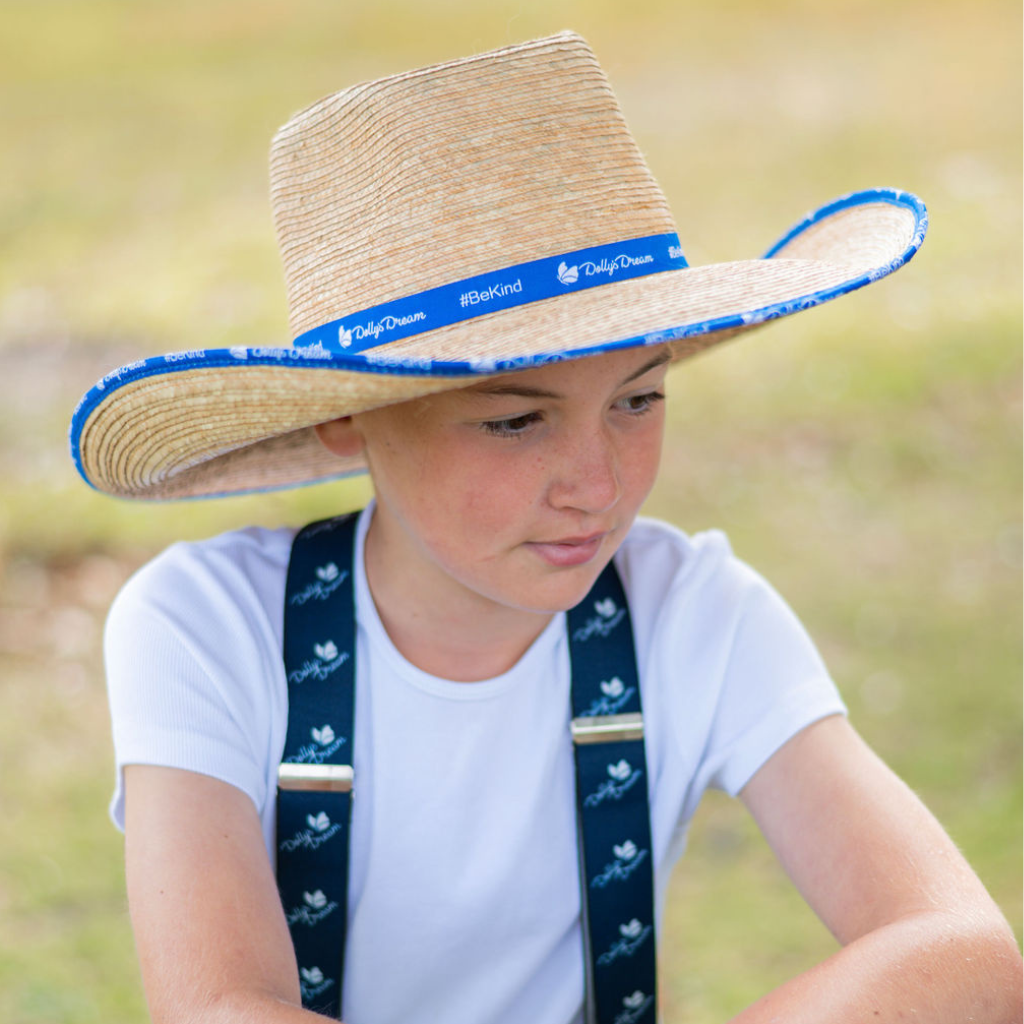 Dollys Dream Sunbody Palm Leaf Hat - Oak/Royal