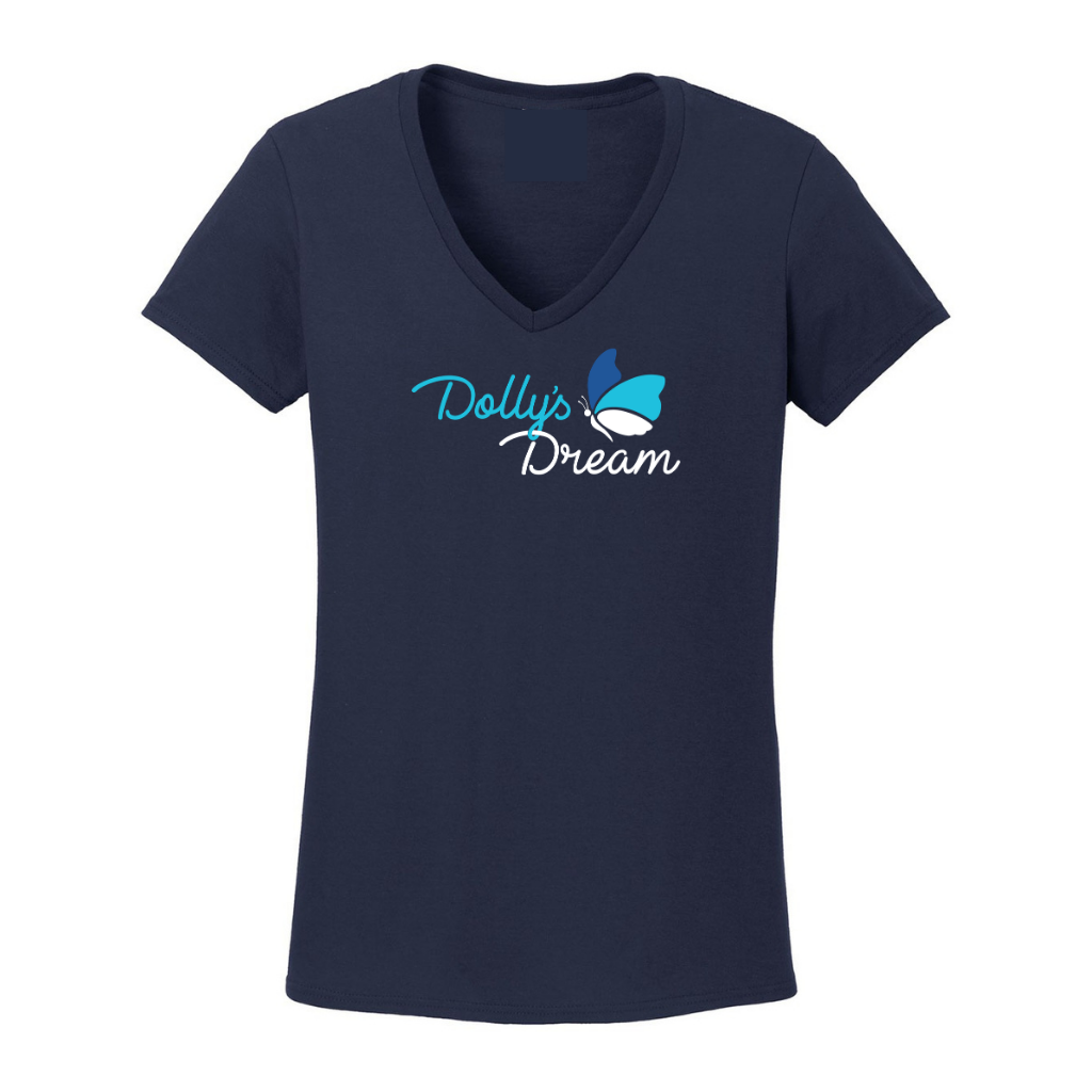 Dollys Dream Womens V Neck Tee - Navy