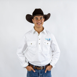 Dollys Dream Mens Half Button Shirt - White