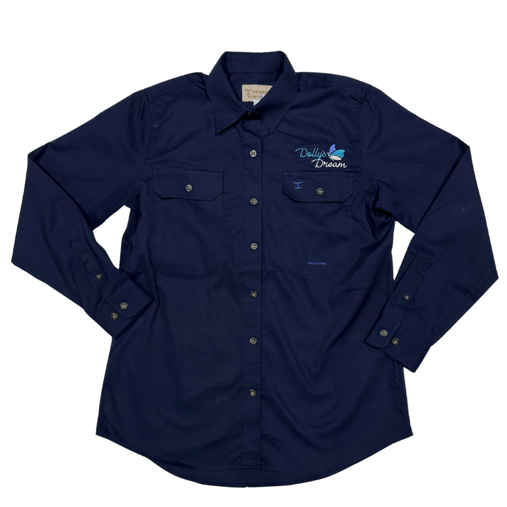 Dolly's Dream Womens Full Button Shirt - Navy