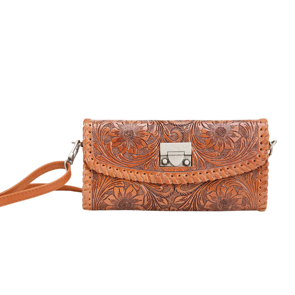Loyal West Elena Mini Bag - Brown Hand Tooled Leather