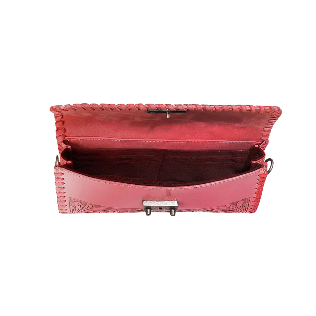 Loyal West Elena Mini Bag - Pink Hand Tooled Leather