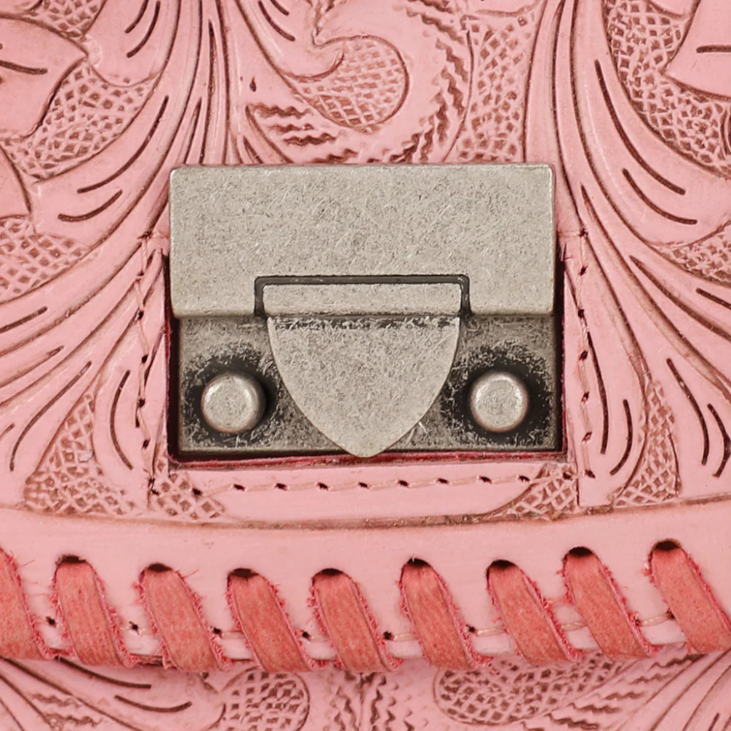 Loyal West Elena Mini Bag - Pink Hand Tooled Leather