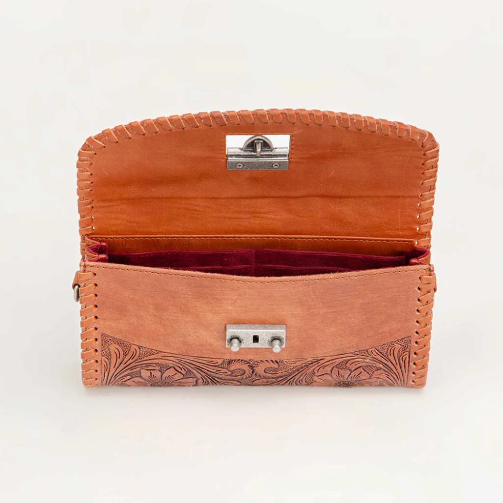 Loyal West Elena Mini Bag - Brown Hand Tooled Leather
