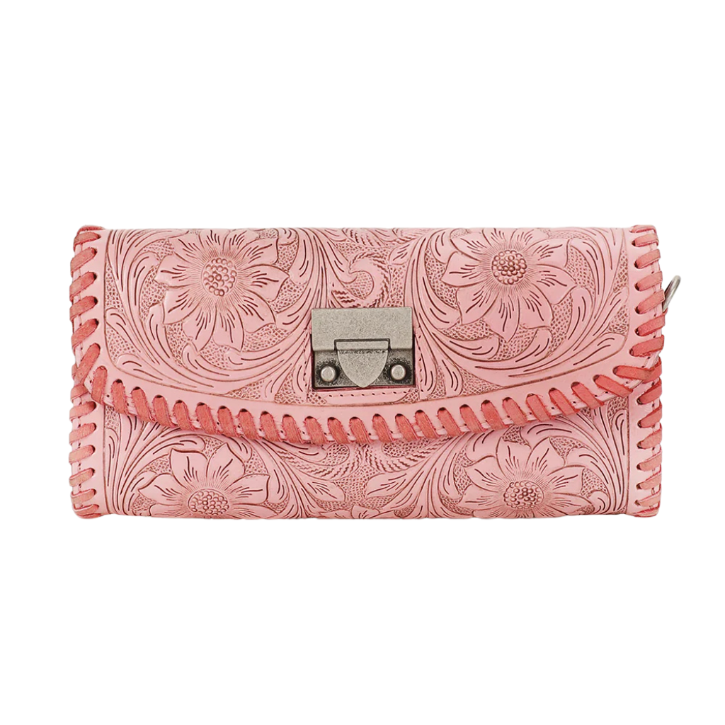 Loyal West Elena Mini Bag - Pink Hand Tooled Leather