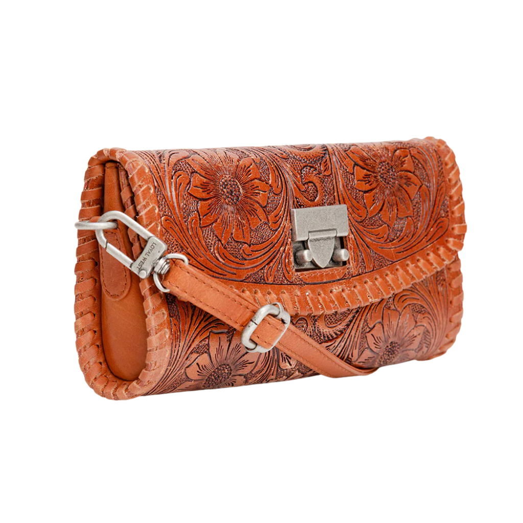 Loyal West Elena Mini Bag - Brown Hand Tooled Leather