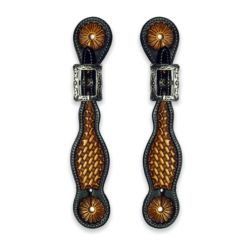 Ezy Ride Spur Strap - Basket Stamping w/ Antique Buckle