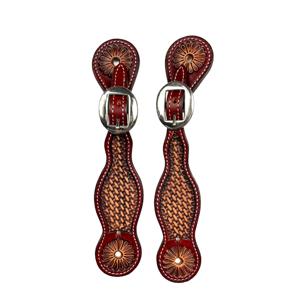 Ezy Ride Spur Strap - Basket Stamping Burgundy/Chocolate