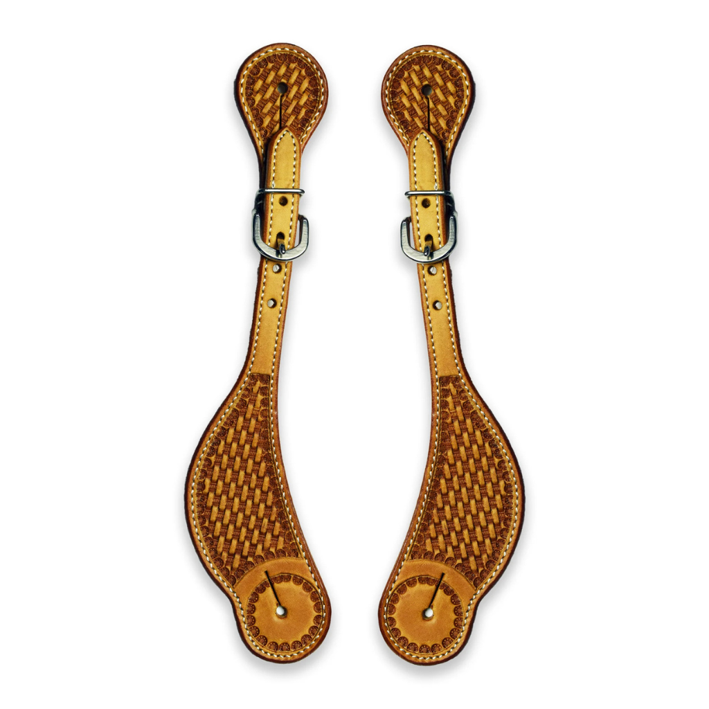 Ezy Ride Youth Spur Strap - Basket Stamped Natural Harness
