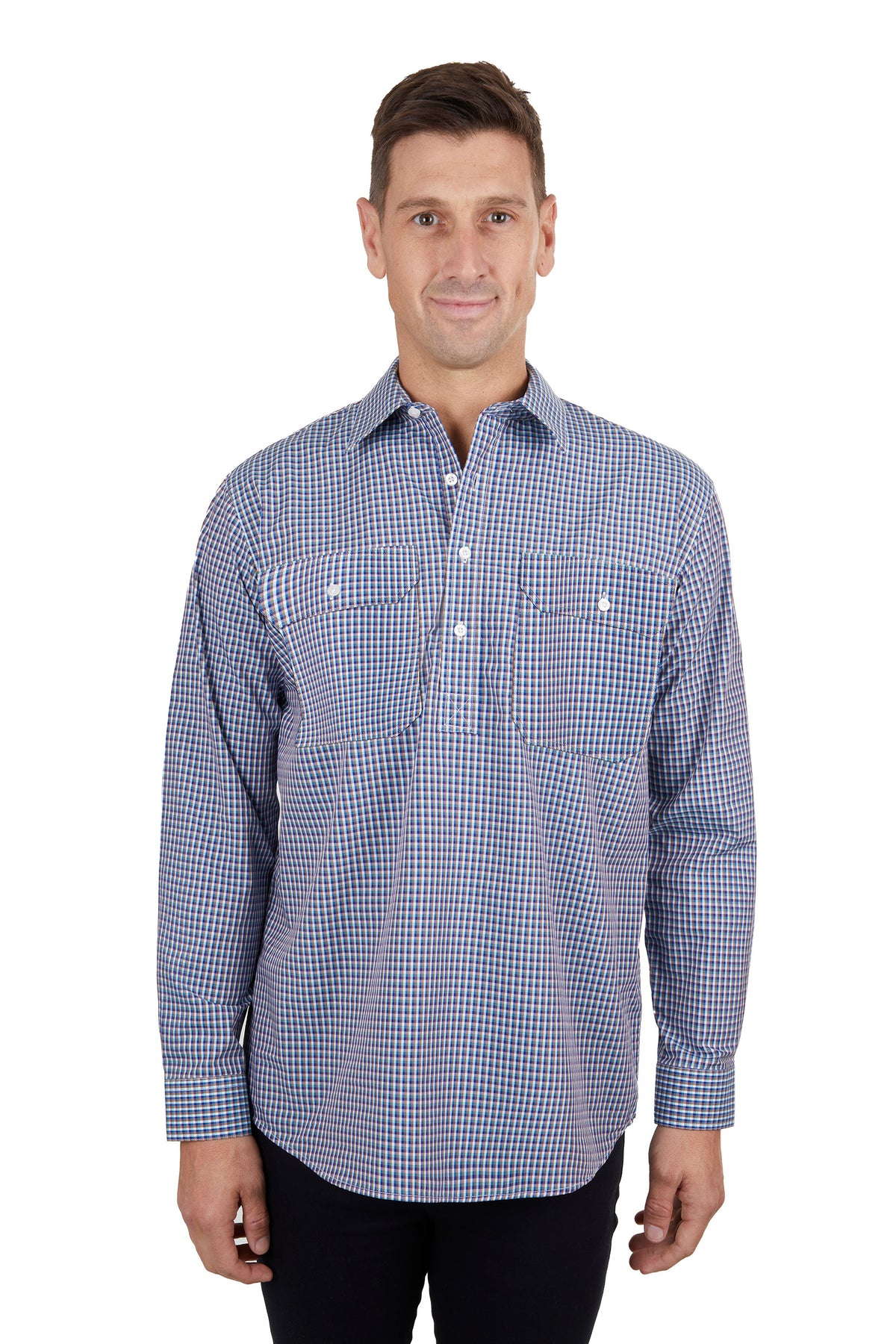 Hard Slog Mens Bobbie Shirt - Navy/Tan