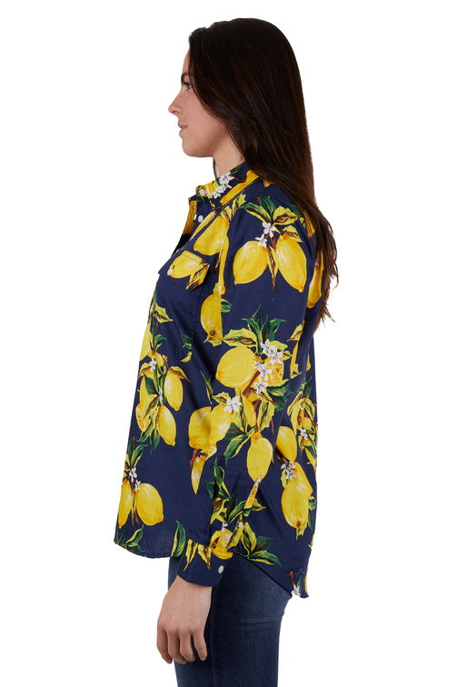 Hard Slog Womens Sana Shirt - Navy/Yellow