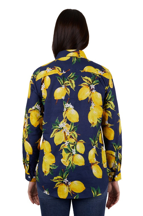 Hard Slog Womens Sana Shirt - Navy/Yellow