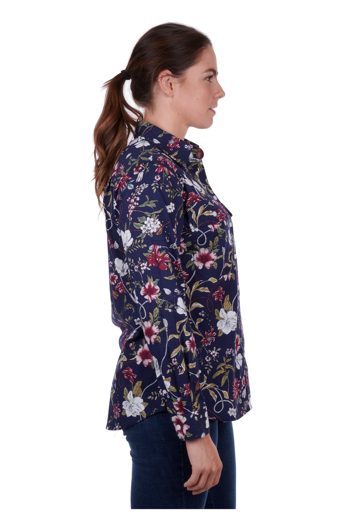 Hard Slog Womens Sarah Half Button Shirt - Navy