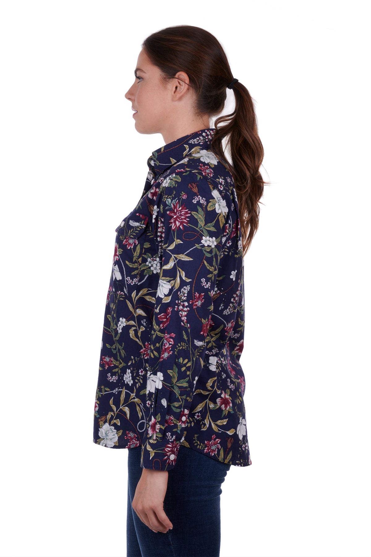 Hard Slog Womens Sarah Half Button Shirt - Navy