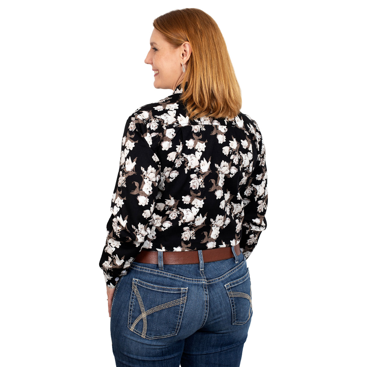 Just Country Womens Abbey Full Button Shirt - Black Lilies