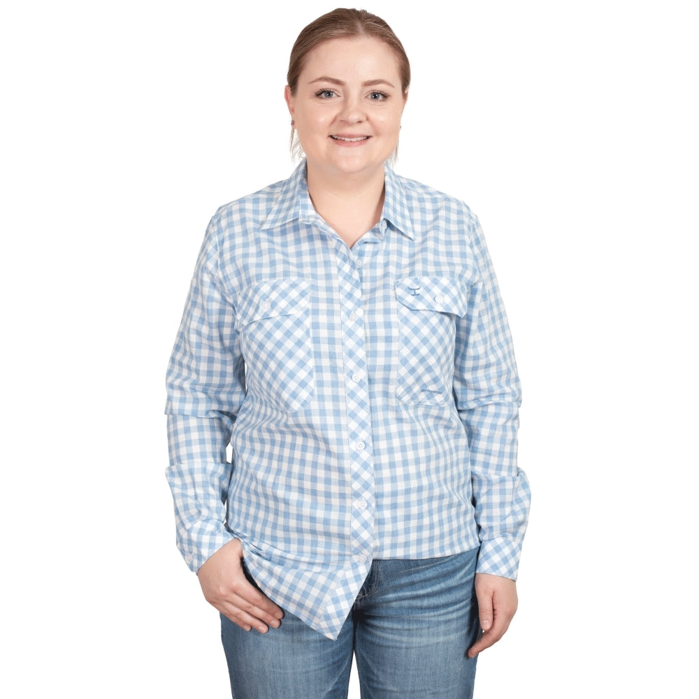 Just Country Womens Abbey Full Button Shirt - Blue Check