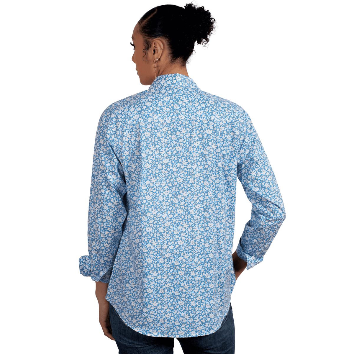 Just Country Abbey Full Button Print Shirt - Cornflour Floral